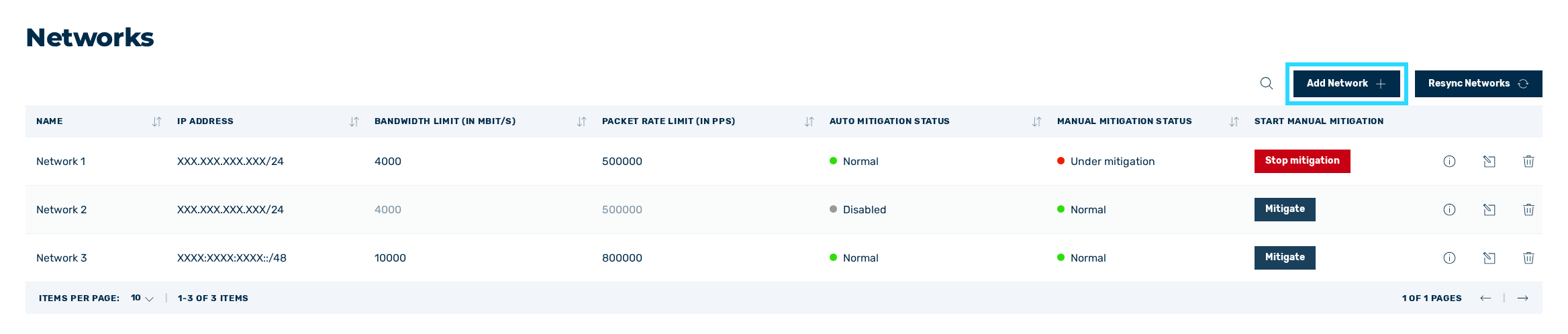 Button to add a network