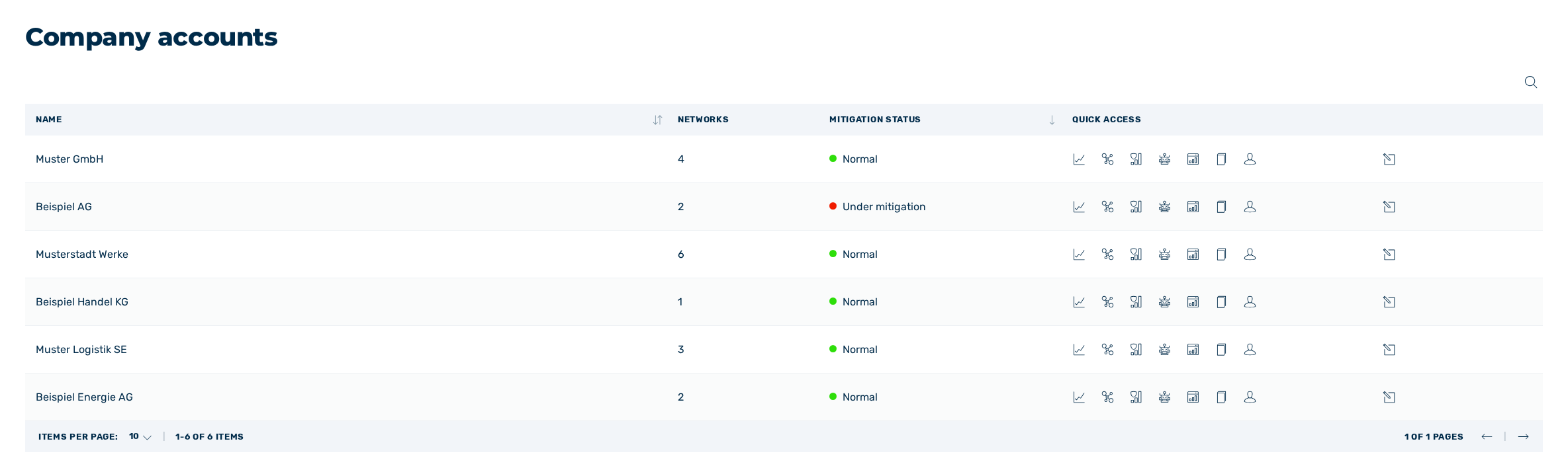 Company accounts view