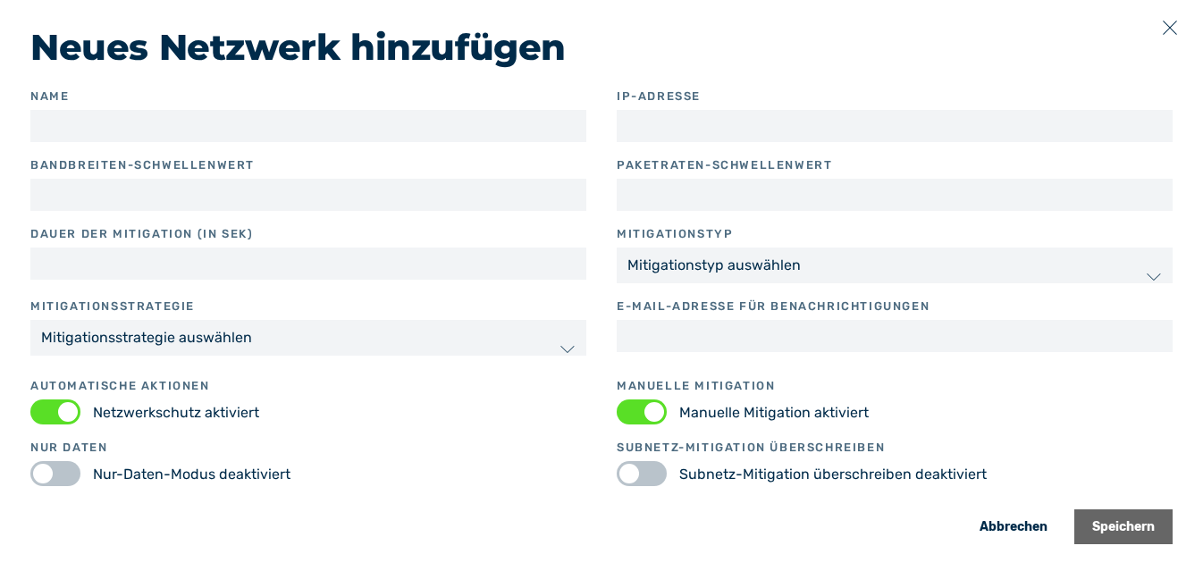 Dialog Netzwerk hinzufügen
